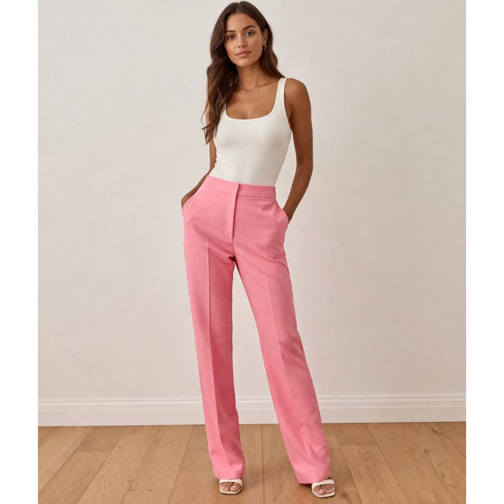 ZARA womans light weight high waisted blush pink slim trouser dress pants size 4